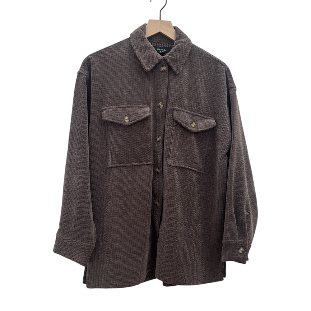 Forever 21 Women’s Oversized Dark Purple Button Jacket